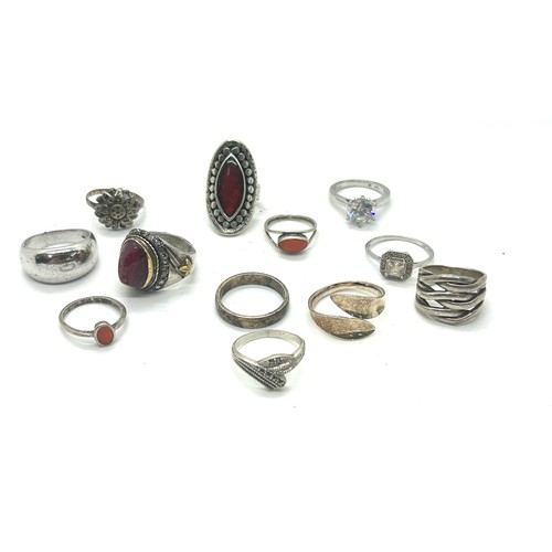 423 - Large selection of silver rings