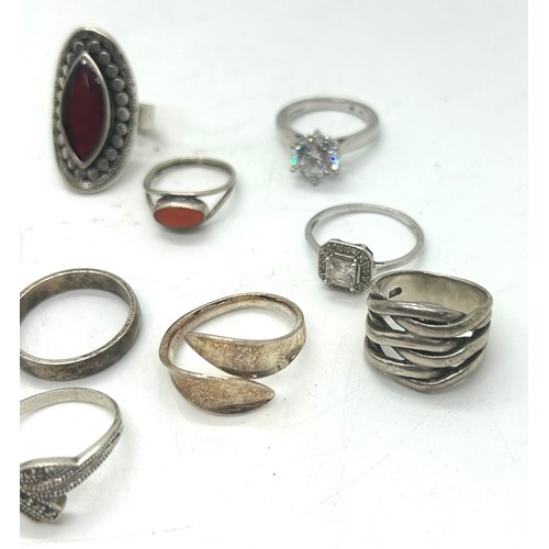 423 - Large selection of silver rings