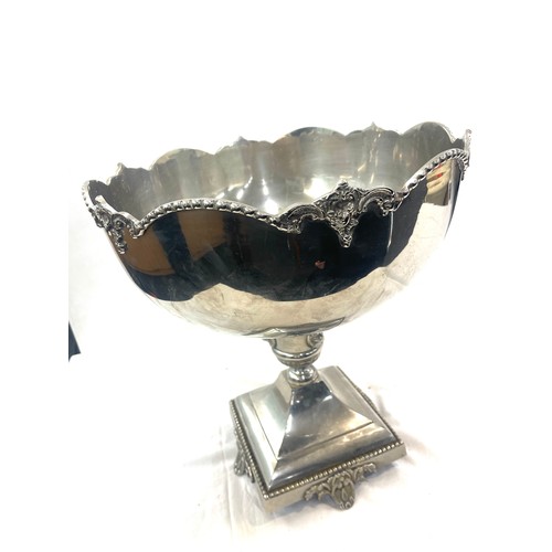 370 - Vintage silver plated punch bowl measures approx 16 inches tall by 15 inches diameter