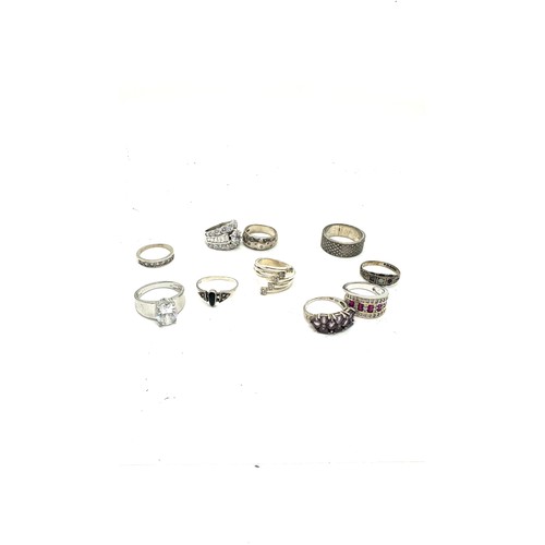 422 - Large selection of silver rings