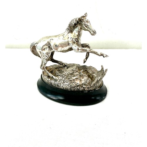 417 - Hallmarked silver horse figure on a stand,Startled yearling by Geoffery Snell