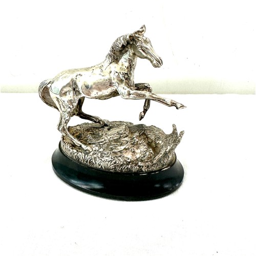 417 - Hallmarked silver horse figure on a stand,Startled yearling by Geoffery Snell