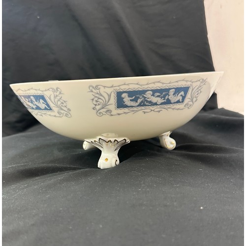 555 - Vintage Coalport Revelery three legged centre bowl 4 inches tall 10 inches diameter