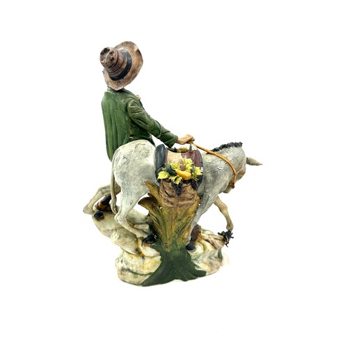 129 - Large vintage capodimonte Figure of a man on a horse, a/f