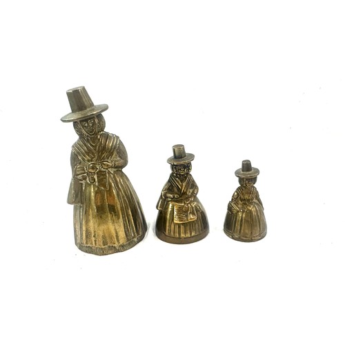 480 - Three vintage brass lady bells