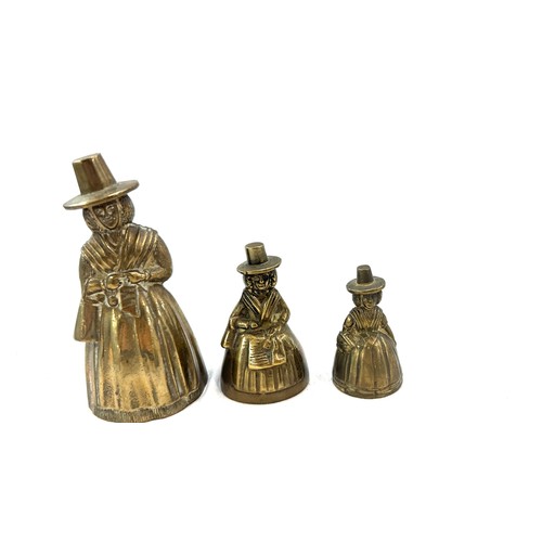 480 - Three vintage brass lady bells