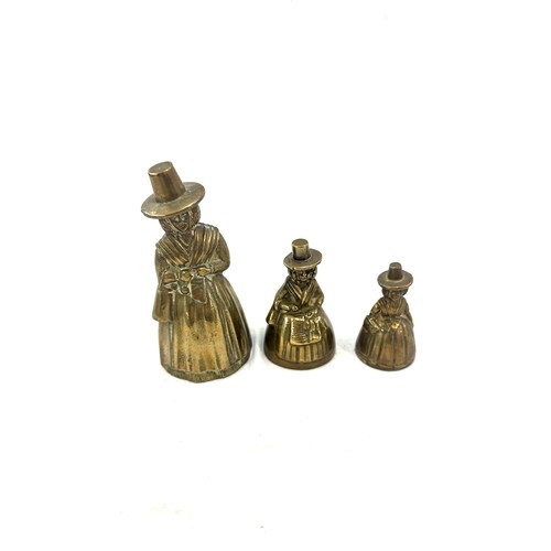 480 - Three vintage brass lady bells