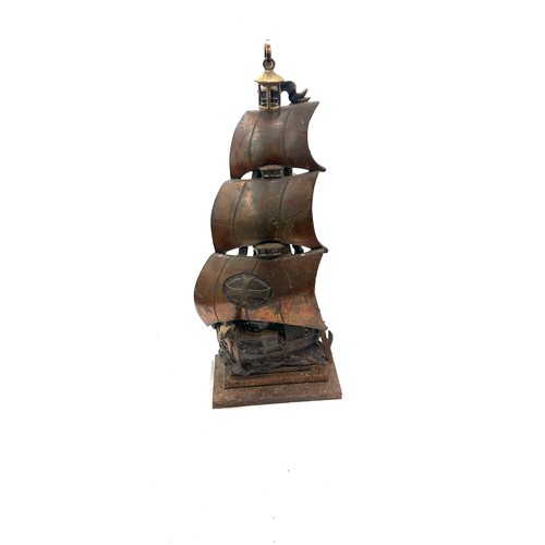 253 - Vintage brass ships galleon companion set