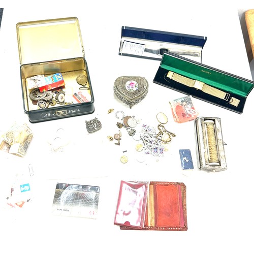 110 - Selection of collectables to include mens Rotary watch, Casio watch both untested, coins, badges, st... 