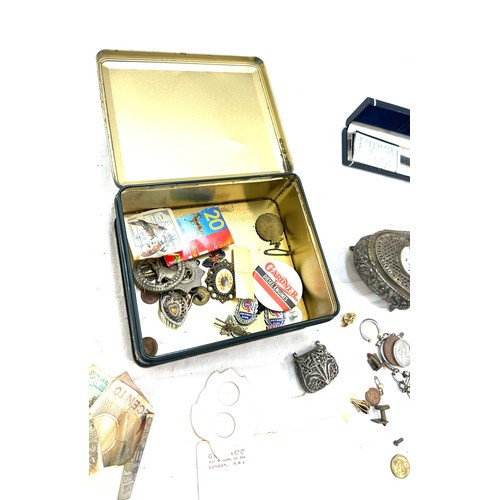 110 - Selection of collectables to include mens Rotary watch, Casio watch both untested, coins, badges, st... 