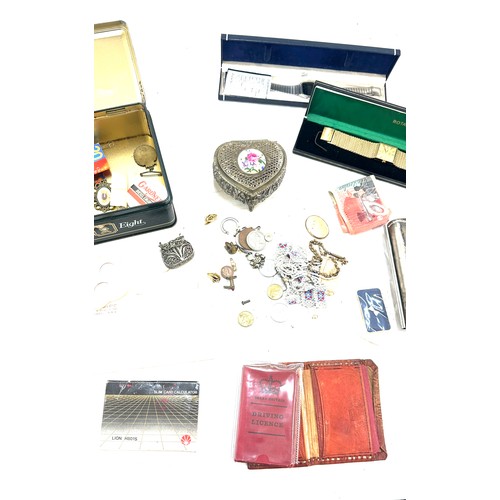 110 - Selection of collectables to include mens Rotary watch, Casio watch both untested, coins, badges, st... 