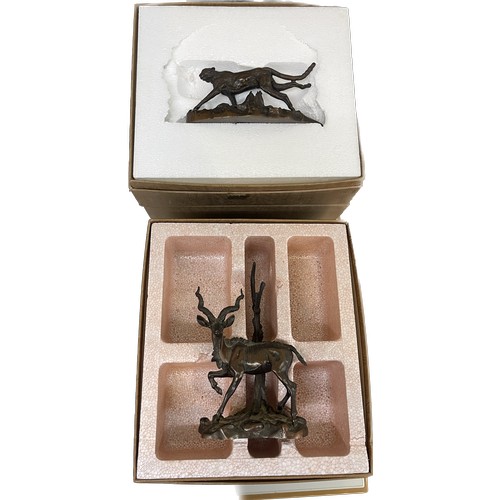 62 - Two boxed the Franklin mint Bronze figures includes a Monkey and a Greater Kundu