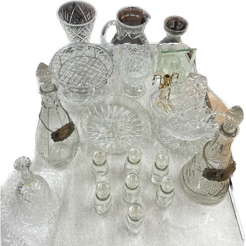 188 - Selection of vintage glassware to include cutglass etc, items to include decanters, storage bottles ... 