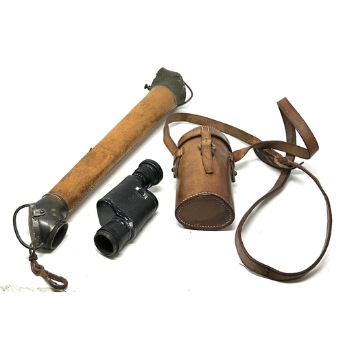 376 - WW1 Trench Periscope by James W Lees & Co, alloy bodied tubular periscope with angled lenses and lea... 