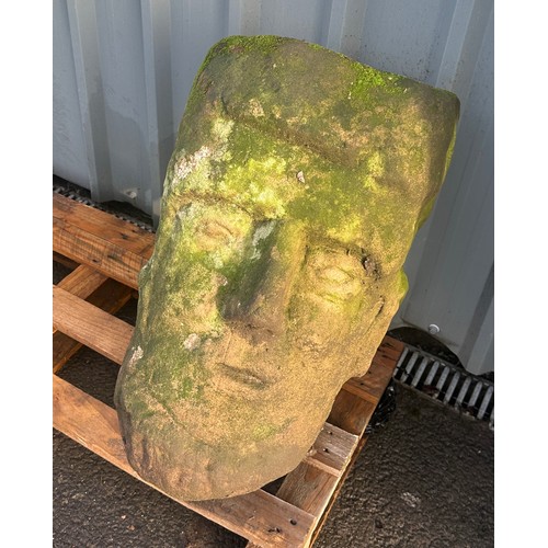 100N - Large carved sandstone head, possibly medieval, measures approximately Height 27 inches, Depth 19 in... 