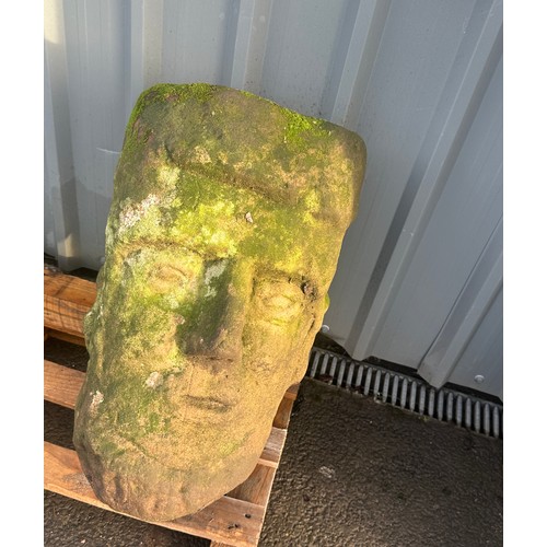 100N - Large carved sandstone head, possibly medieval, measures approximately Height 27 inches, Depth 19 in... 