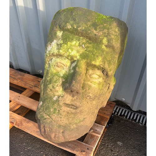 100N - Large carved sandstone head, possibly medieval, measures approximately Height 27 inches, Depth 19 in... 