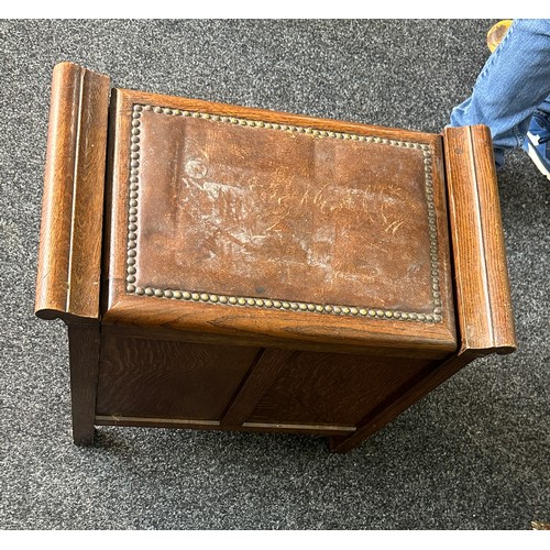 302 - Oak piano stool measures approx 23 inches tall