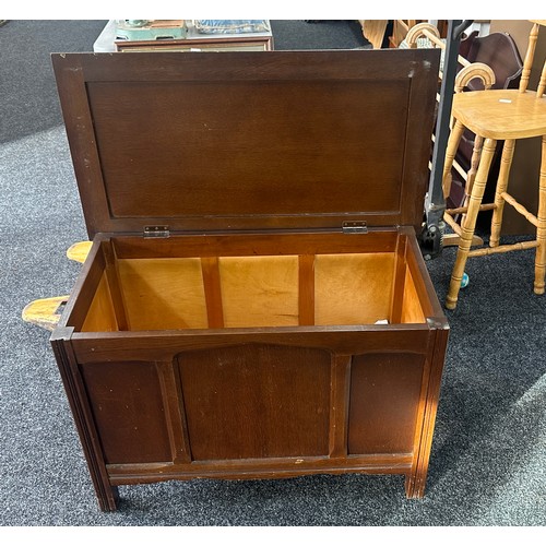 311 - Oak blanket box measures approx 24 inches tall by 35 wide and 19 deep