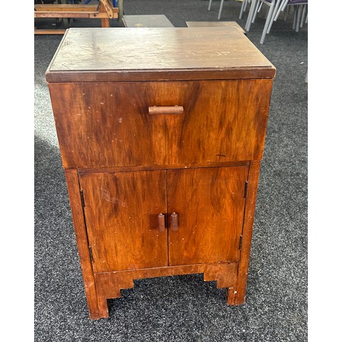 322 - Walnut art deco record cabinet measures approx 31 inches tall by 19 inches wide and 17 deep