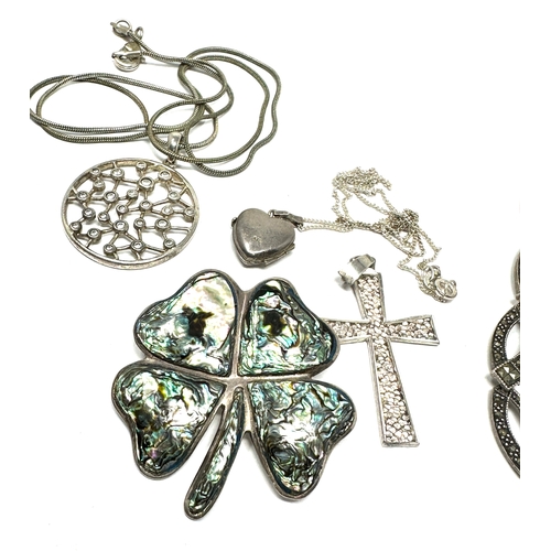 237 - selection of silver jewellery includes pendant necklaces & bracelet earrings etc weight 42g