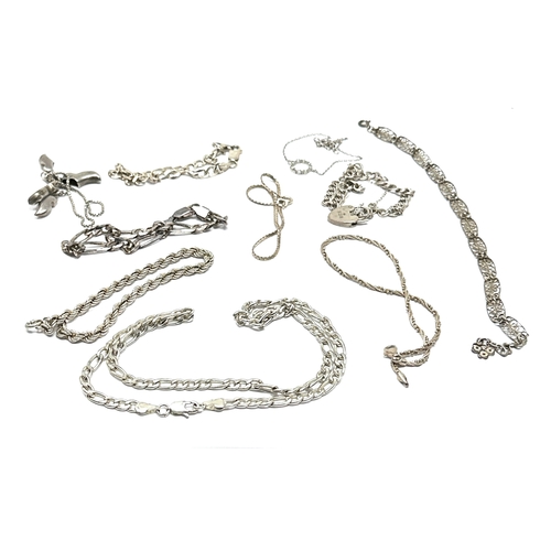 242 - selection of silver jewellery includes necklace bracelets  etc weight 64g