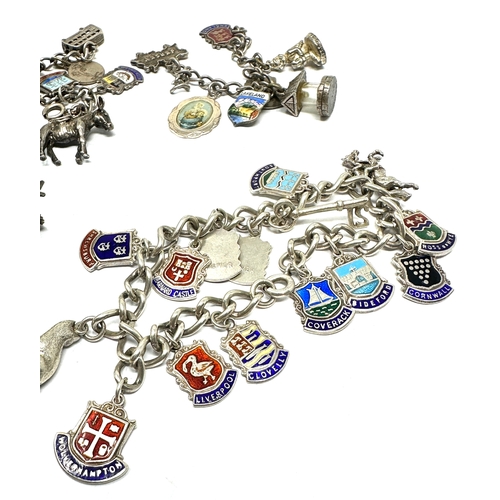 244 - selection of 3 silver charm bracelets weight 93g