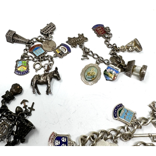 244 - selection of 3 silver charm bracelets weight 93g