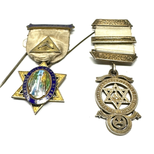 349 - 2 silver masonic jewels inc founders jewel rowlands gill chapter 4694