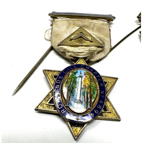 349 - 2 silver masonic jewels inc founders jewel rowlands gill chapter 4694