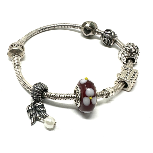 260 - silver pandora snake bracelet & charms