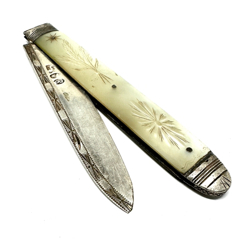 9 - Georgian silver & m.o.p fruit knife