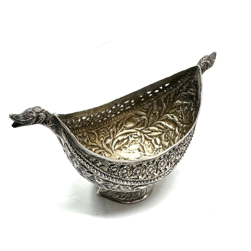 1 - A rare mid to late nineteenth century traditional silver  Kashkul or begging bowl  , boat shape with... 