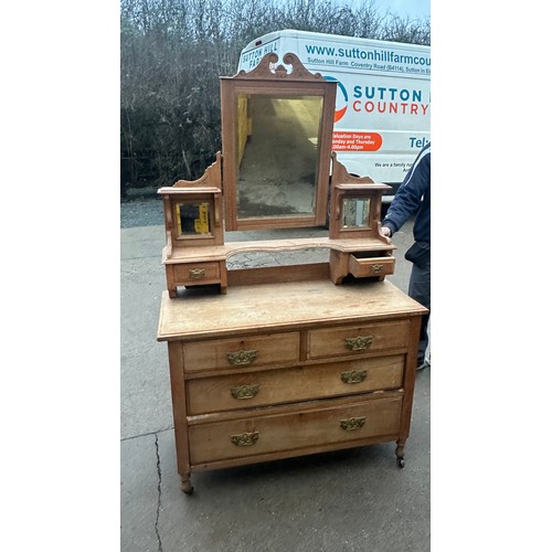 313 - 2 over 2 satin wood dressing table measures approximately