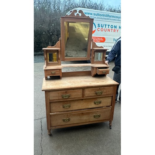 313 - 2 over 2 satin wood dressing table measures approximately