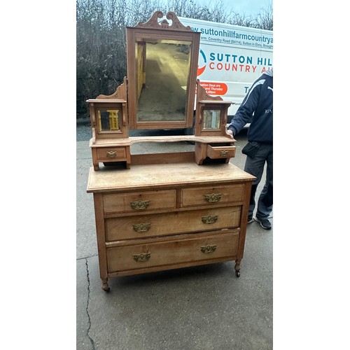 313 - 2 over 2 satin wood dressing table measures approximately