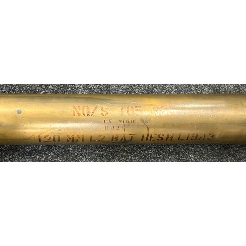 143 - Large Military brass shell case 120ml approx measures 79 cm high