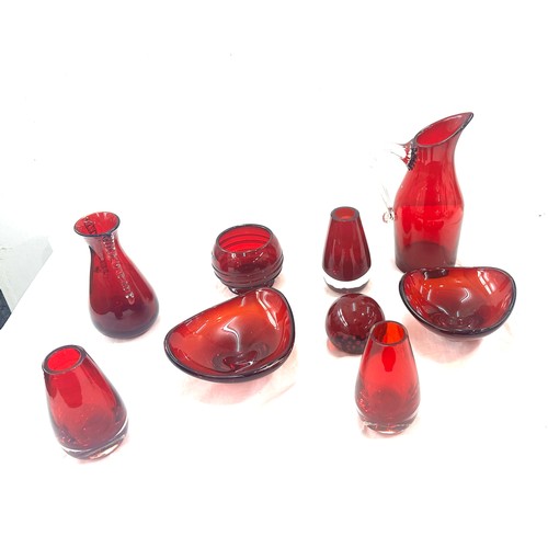 216 - Selection of ruby red glassware