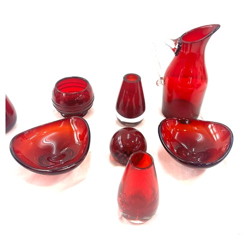 216 - Selection of ruby red glassware