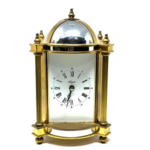 382 - Vintage Brass ANGELUS chiming  Mechanical Wind Up Clock the clock is ticking and does chime on hour ... 