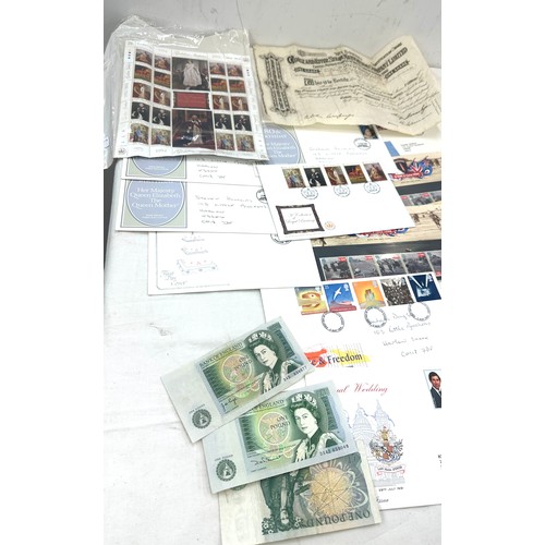 475 - Large selection of commemorative coins, first day covers, stamps etc includes crowns.