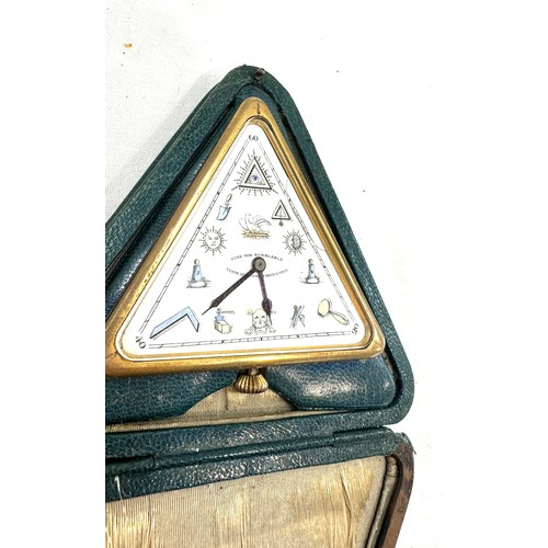 484 - Cased vintage triangular masonic pocket watch, aime ton semblable non working