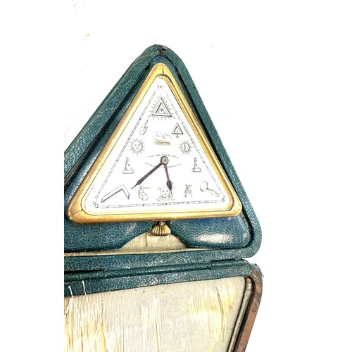 484 - Cased vintage triangular masonic pocket watch, aime ton semblable non working