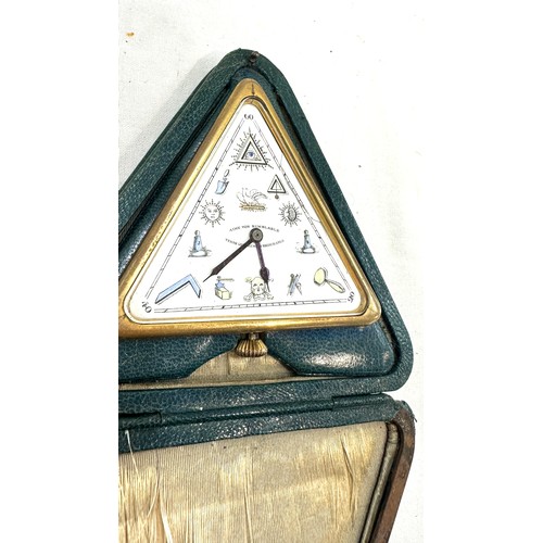 484 - Cased vintage triangular masonic pocket watch, aime ton semblable non working