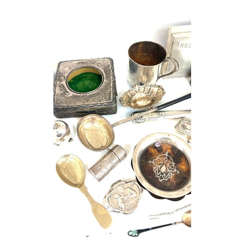 471 - Selection of silver items includes trinkets, dishes, tobacco box etc all items are A/F