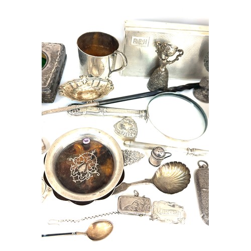 471 - Selection of silver items includes trinkets, dishes, tobacco box etc all items are A/F