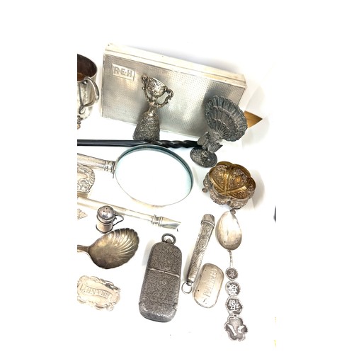 471 - Selection of silver items includes trinkets, dishes, tobacco box etc all items are A/F