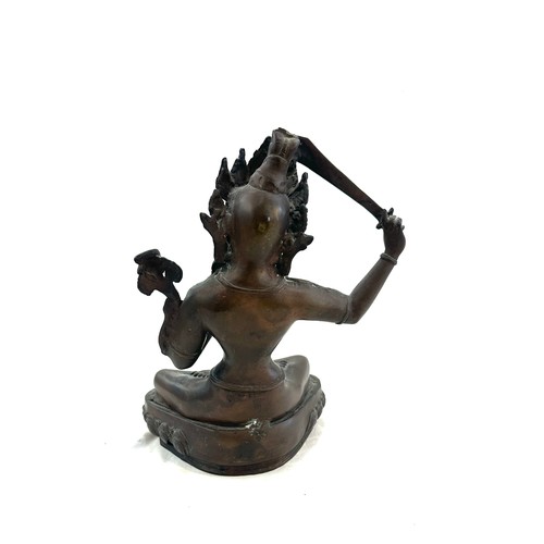 257 - Antique bronze spelter large tibetan deity - Manjushri 12 inches tall