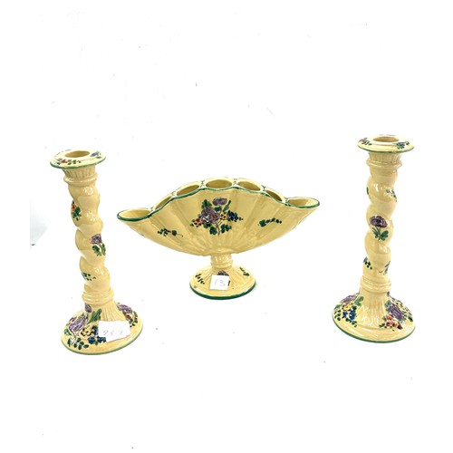 19 - Cantagalli Majolica candle sticks and candlearbra