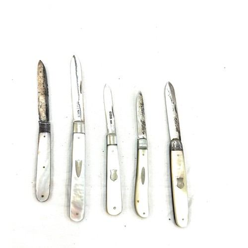 482 - Antique victorian mother of pearl fruit/pen knives